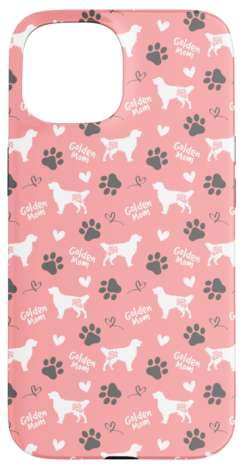 iPhone 15 Golden Retriever Mom Dog Golden Mom Floral Pink Women Case