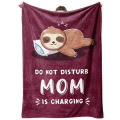 Mom Birthday Gifts Mom is Charging Sloth Blanket Gifts for Mom from Daguther Son Funny Mom Gifts for Mothers Day Christmas Super Soft Throws Blanket for Mom 60" x 50"
