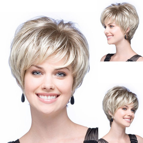 Grey Silver White Mom Fashion Wig