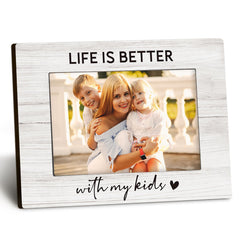 DUXMNAMG Mom Kids 4x6 Picture Frame Mom Picture Frame Mom Gifts Birthday from Kids Girls Boys Mom of Kids Photo Frame Life Is Better with My Kids Photo Frames for Desk Decor