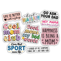 (9pcs) Mom Stickers Mothers Day Stickers Mama Mom Life Birthday Gift for Mom Funny Gifts Multiple Different Designs Waterproof UV- Resistant Suitable for Tumbler Laptop Car Truck