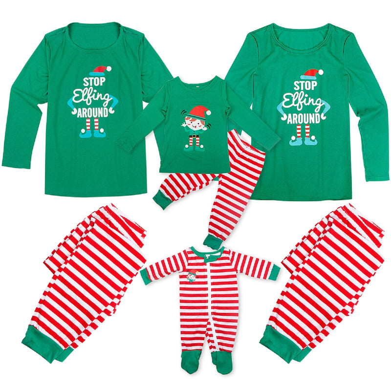 Dad Mom Baby Kid Family Matching Christmas Pajamas Sleepwear Homewear Set (Medium Mom)