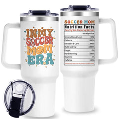 OneGemn Soccer Mom Tumbler with HandleSoccer Mom Gifts - 40 oz Soccer Mom Drinking Cup with Lid and Straw - Insulated Soccer Mom Cup Gifts for Soccer Moms Gift for Birthday Mother Day Christmas